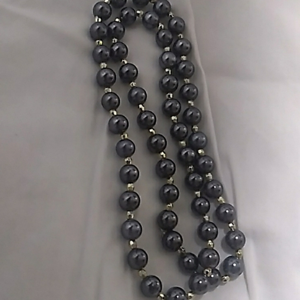 Natural 8mm Hematite Beads with gold Necklace-14 inch- CUSTOMMADE BY BAMBY-B&V
